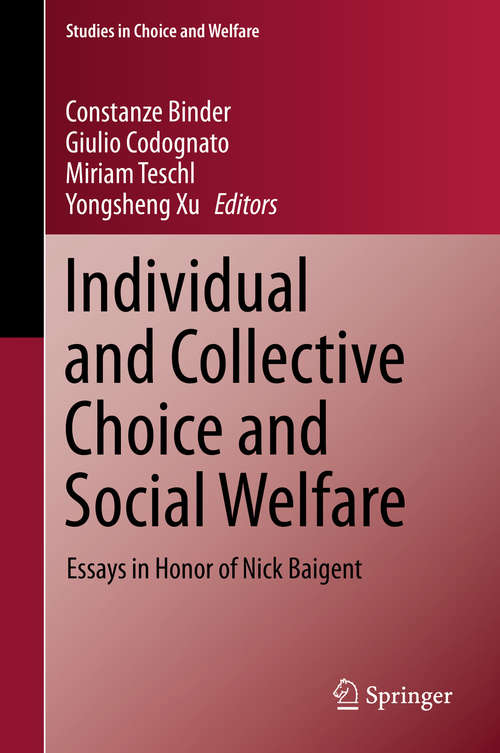 Book cover of Individual and Collective Choice and Social Welfare