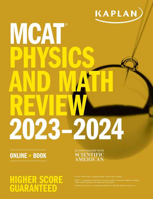 Book cover of MCAT Physics and Math Review 2023-2024: Online + Book (Kaplan Test Prep)