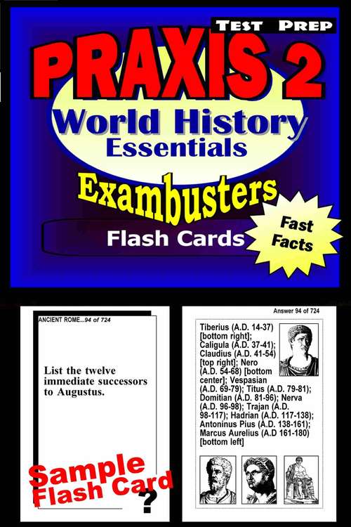 Book cover of PRAXIS II Test Prep Flash Cards: World History Essentials (Exambusters PRAXIS II Workbook #9)