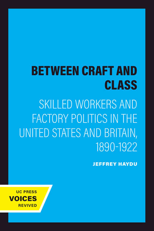 Book cover of Between Craft and Class: Skilled Workers and Factory Politics in the United States and Britain, 1890-1922