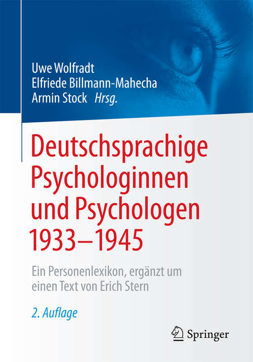 Book cover of Deutschsprachige Psychologinnen und Psychologen 1933–1945