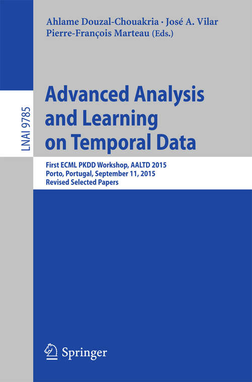 Book cover of Advanced Analysis and Learning on Temporal Data