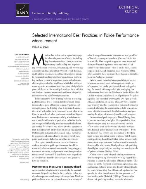 Selected International Best Practices in Police Performance Measurement