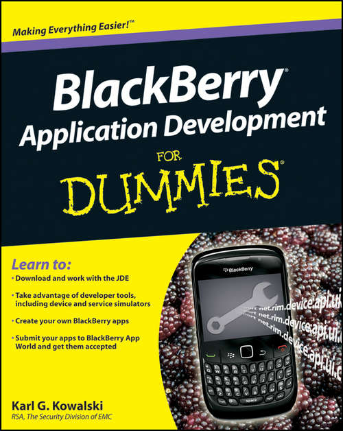 Book cover of BlackBerry Application Development For Dummies