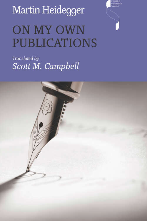 Book cover of On My Own Publications (Studies in Continental Thought)