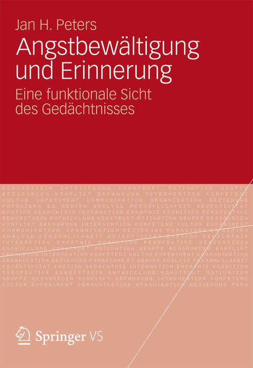 Book cover of Angstbewältigung und Erinnerung: Eine funktionale Sicht des Gedächtnisses