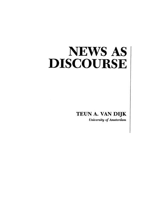 News As Discourse (Routledge Communication Series)