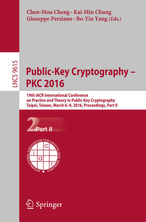 Book cover of Public-Key Cryptography - PKC 2016