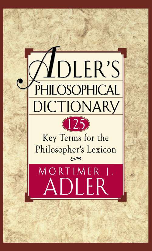 Book cover of Adler's Philosophical Dictionary