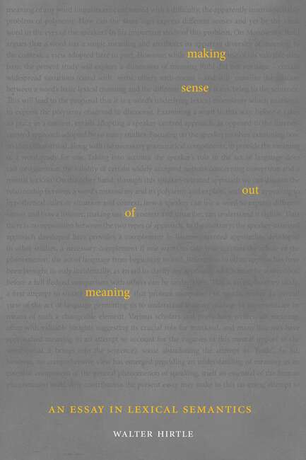 Book cover of Making Sense out of Meaning: An Essay in Lexical Semantics