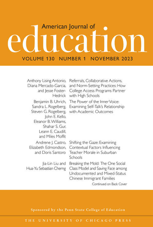 Book cover of American Journal of Education, volume 130 number 1 (November 2023)