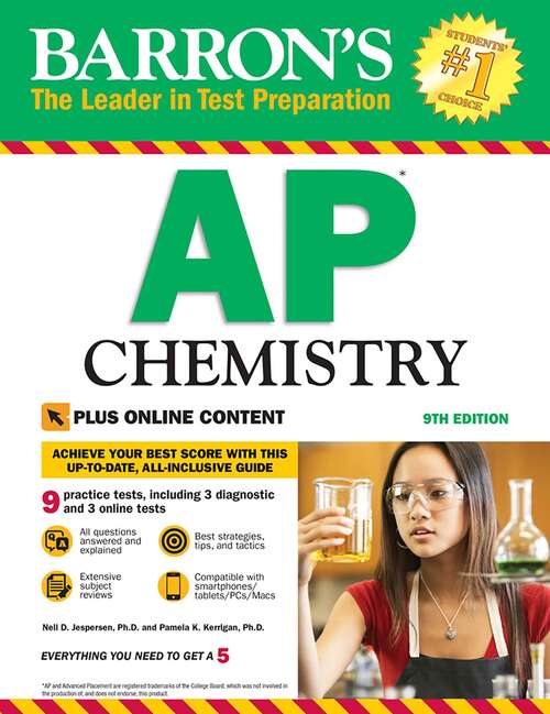 Book cover of AP Chemistry with Online Tests (Ninth Edition) (Barron's Test Prep)