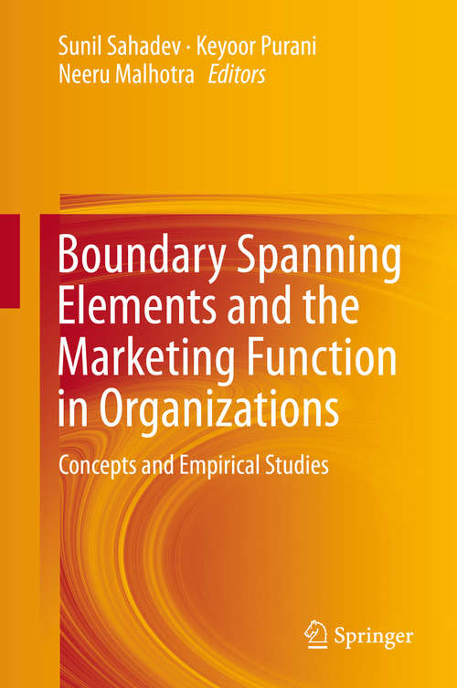 Book cover of Boundary Spanning Elements and the Marketing Function in Organizations