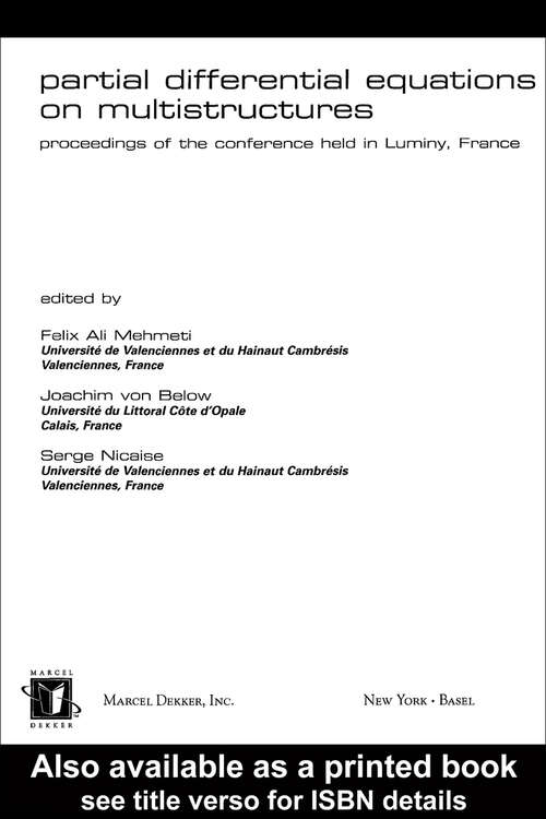 Book cover of Partial Differential Equations On Multistructures (1)