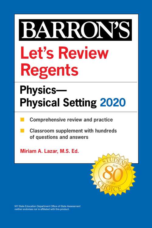 Book cover of Let's Review Regents: Physics--Physical Setting 2020 (Barron's Regents)