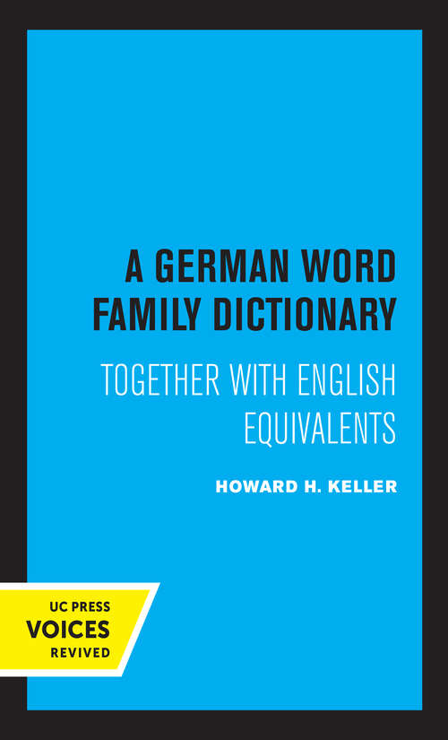 Book cover of A German Word Family Dictionary: Together with English Equivalents
