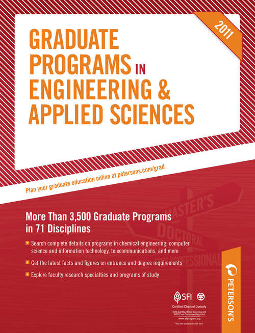 Book cover of Peterson's Graduate Programs in Engineering & Applied Sciences, Aerospace/Aeronautical Engineering, Agricultural Engineering & Bioengineering, and Architectural Engineering 2011