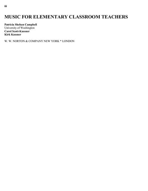 Music for Elementary Classroom Teachers