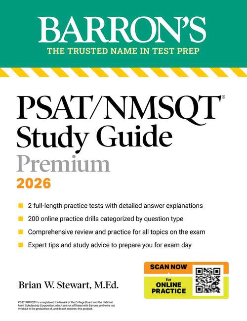 Book cover of PSAT/NMSQT Premium Study Guide, 2026: 2 Practice Tests + Comprehensive Review+ 200 Online Drills (Barron's Test Prep)
