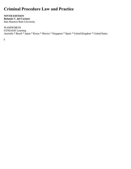 Book cover of Criminal Procedure: Law And Practice (9)