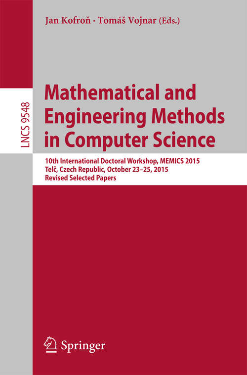 Book cover of Mathematical and Engineering Methods in Computer Science