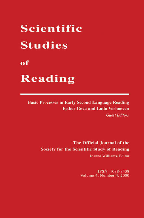 Book cover of Basic Processes in Early Second Language Reading: A Special Issue of scientific Studies of Reading