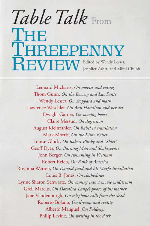Book cover of Table Talk: From the Threepenny Review