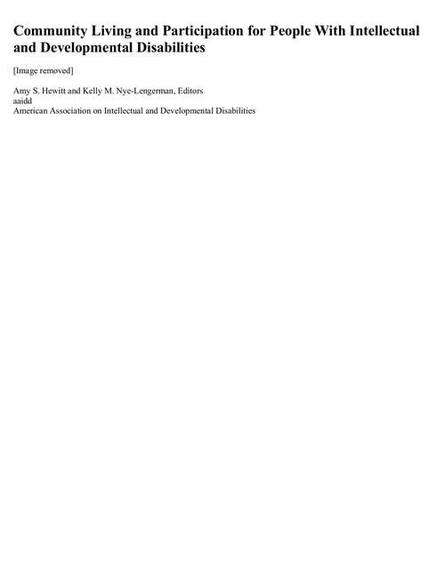 Book cover of Community Living and Participation for People With Intellectual and Developmental Disabilities