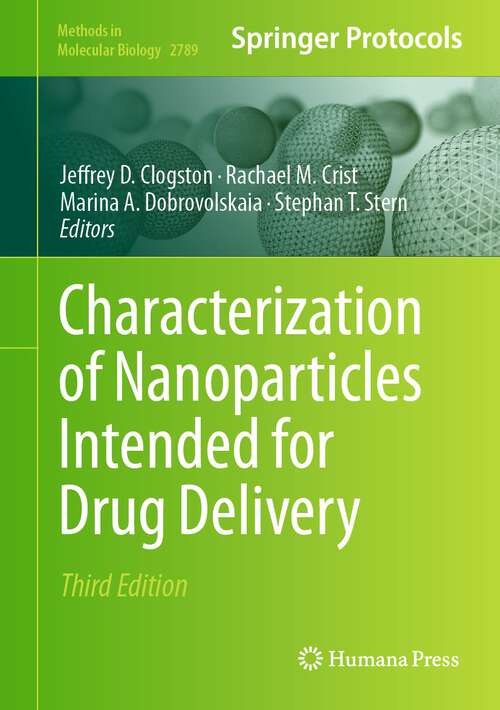 Book cover of Characterization of Nanoparticles Intended for Drug Delivery (3rd ed. 2024) (Methods in Molecular Biology #2789)