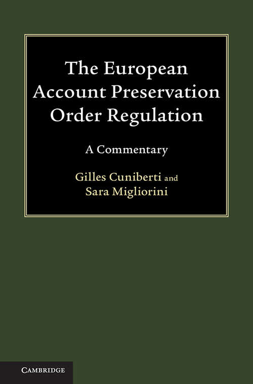 Book cover of The European Account Preservation Order Regulation: A Commentary