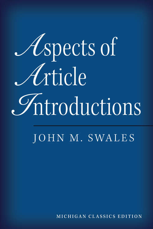 Book cover of Aspects of Article Introductions