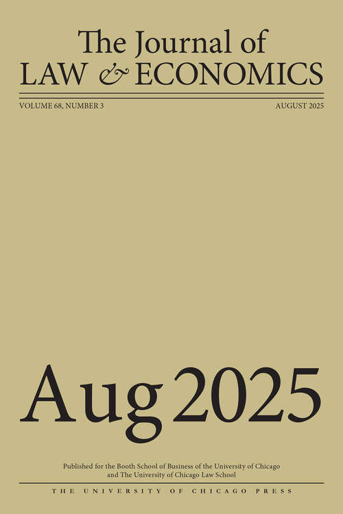 Book cover of The Journal of Law and Economics, volume 68 number 3 (August 2025)