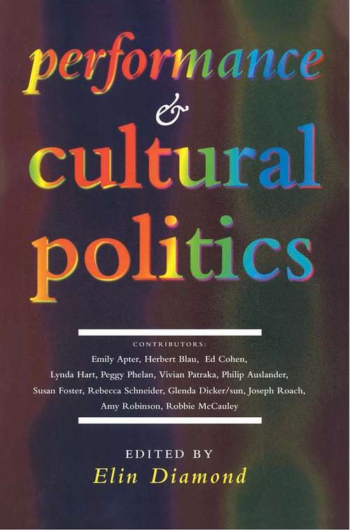Book cover of Performance and Cultural Politics