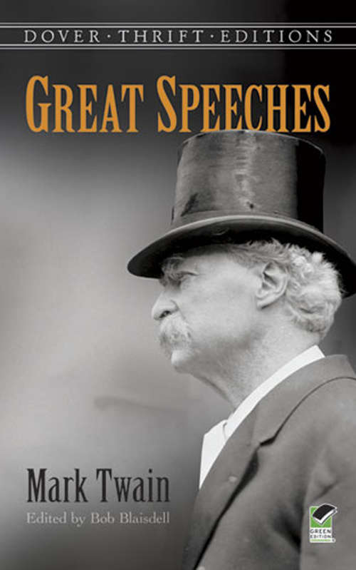 Book cover of Great Speeches by Mark Twain (Dover Thrift Editions)