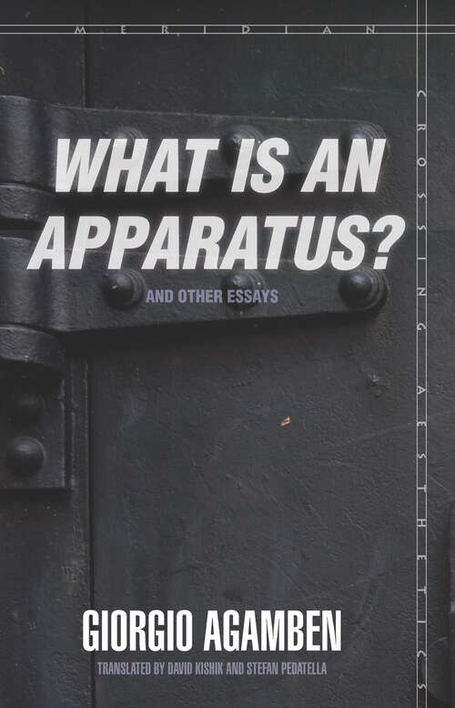 Book cover of What Is an Apparatus? and Other Essays