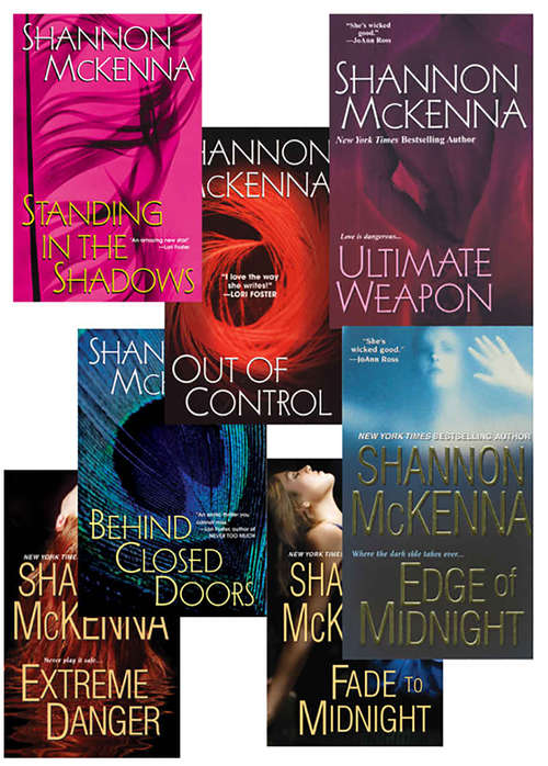 Book cover of Shannon Mckenna's McCloud Brothers Bundle: Fade to Midnight, Behind Closed Doors, Standing in the Shadows, Out of Control, Edge of Midnight, Extreme Danger & Ultimate Weapon