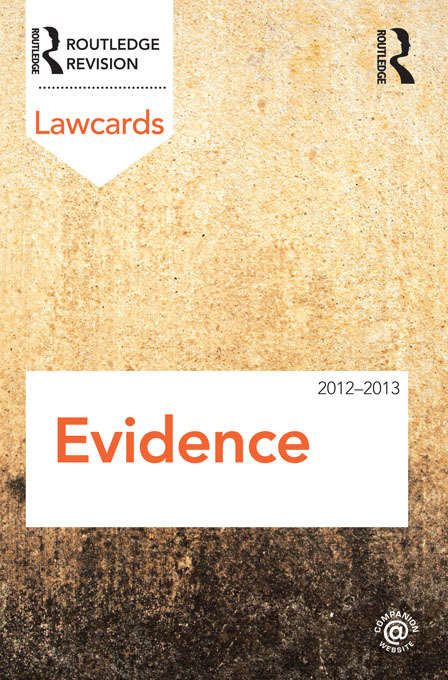 Book cover of Evidence Lawcards 2012-2013 (Lawcards)