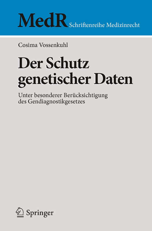 Book cover of Der Schutz genetischer Daten