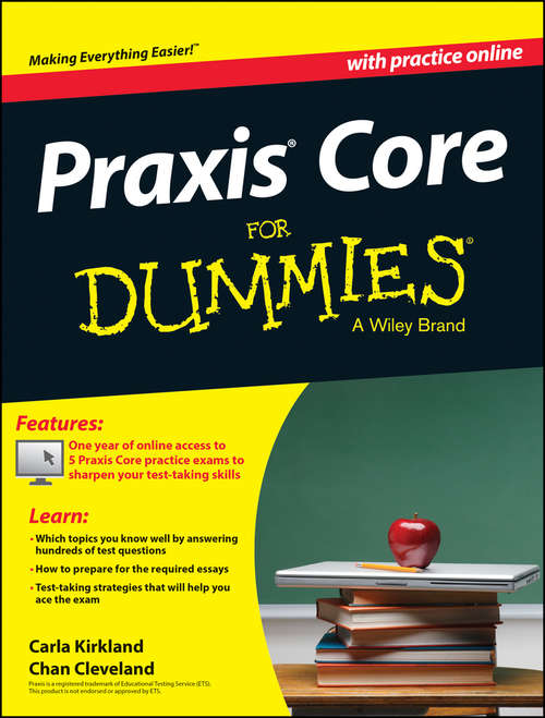 Book cover of Praxis Core For Dummies, with Online Practice Tests