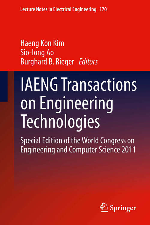 Book cover of IAENG Transactions on Engineering Technologies