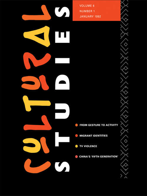 Book cover of Cultural Studies: Volume 6, Issue 1