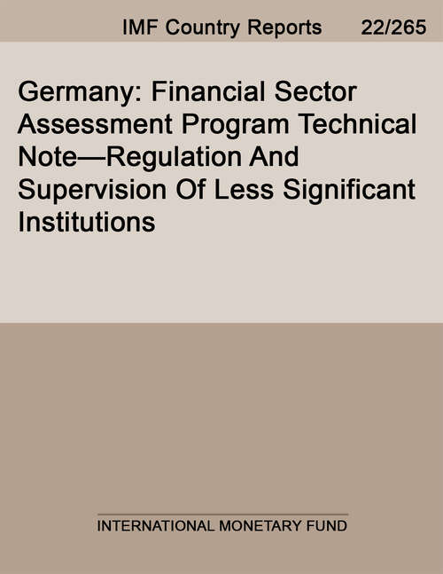 Book cover of Germany: Financial Sector Assessment Program Technical Note—Regulation And Supervision Of Less Significant Institutions