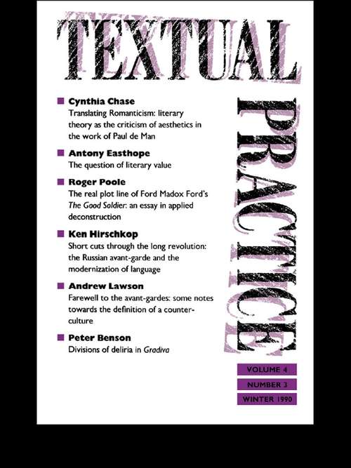 Book cover of Textual Practice: Volume 4, Issue 3
