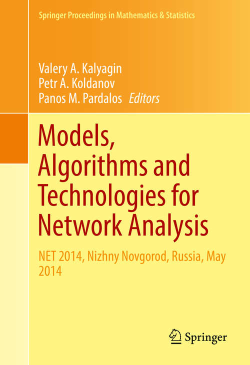 Book cover of Models, Algorithms and Technologies for Network Analysis