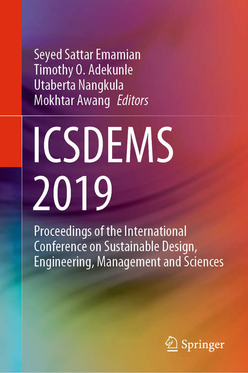 Book cover of ICSDEMS 2019: Proceedings of the International Conference on Sustainable Design, Engineering, Management and Sciences (1st ed. 2021)