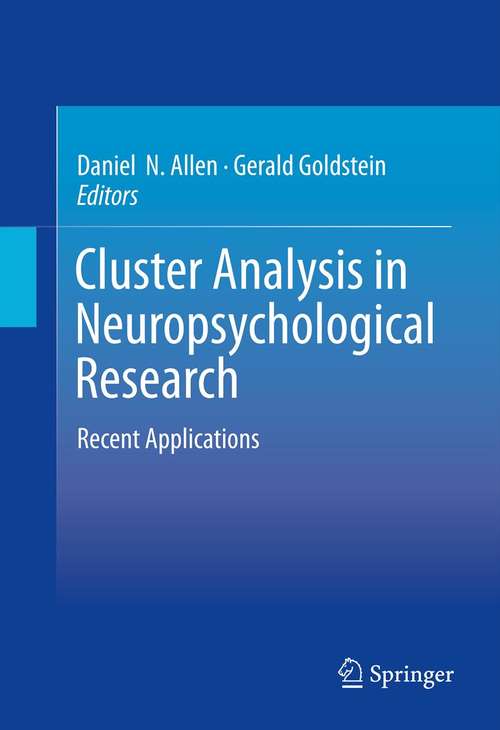 Book cover of Cluster Analysis in Neuropsychological Research