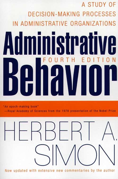 Book cover of Administrative Behavior, 4th Edition