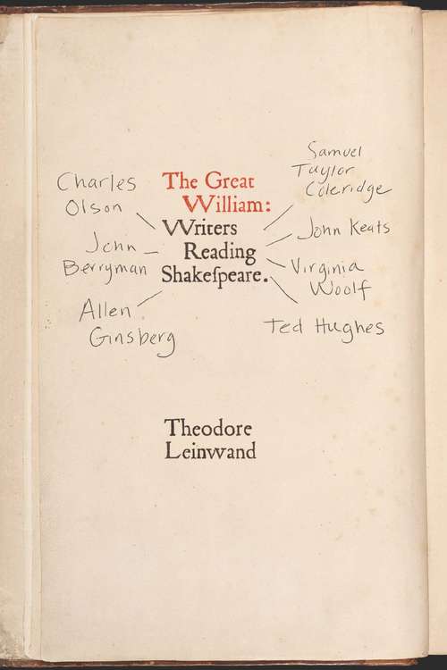 Book cover of The Great William: Writers Reading Shakespeare