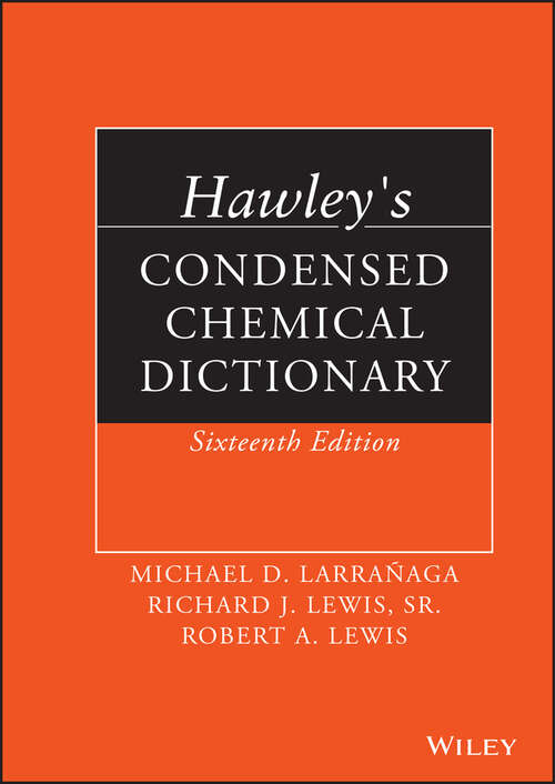 Book cover of Hawley's Condensed Chemical Dictionary