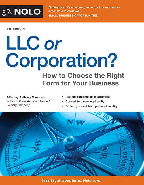 Book cover of LLC or Corporation?: Choose the Right Form for Your Business